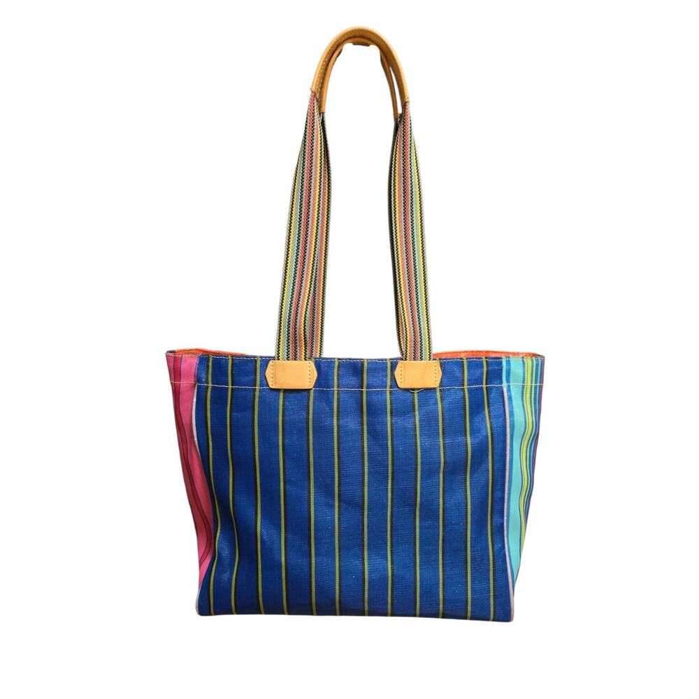 Consuela Checked Out‎ Orange Blue Multi Quatro Large Carry All Tote Bag - Picture 4 of 10